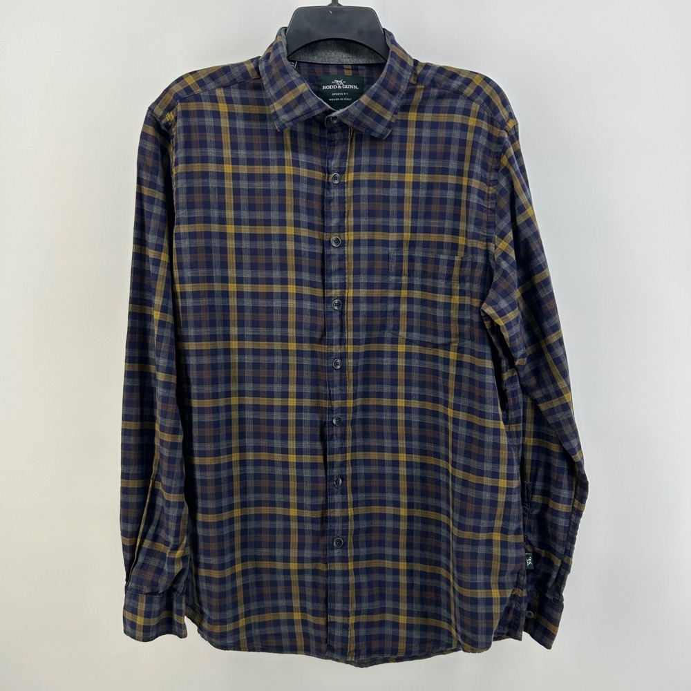 Rodd & Gunn Mens Large Sports Fit Plaid Button Down Shirt Albini Italian Fabric